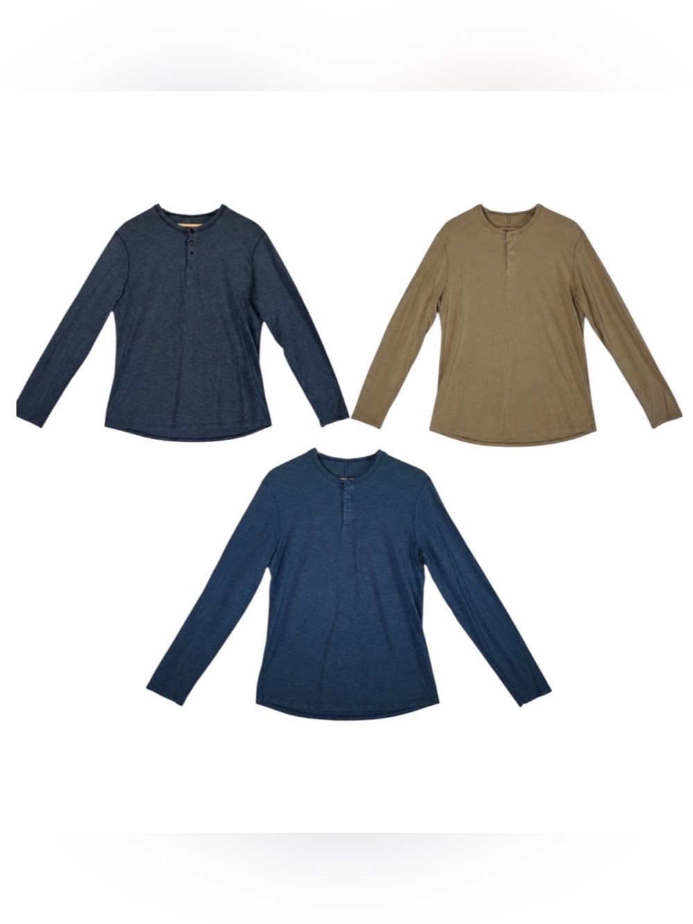 Lot of 3 Lululemon 5 Year Basic Long Sleeve Henley Shirts Blue / Gold Men's M ??